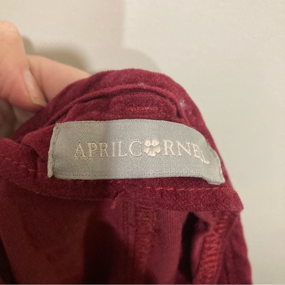 April Cornell Velvet Trousers Size Medium Raspberry Removable Belt High Waist - Picture 10 of 11